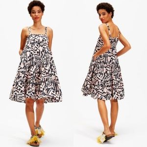 LA Doublej Short Bouncy Dress Tetris in Crispy Cotton Small